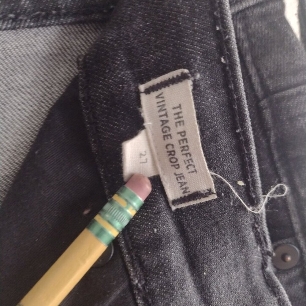 Madewell Perfect Vintage Crop Jeans 27 Black Denim w Frayed Hem - Picture 2 of 9